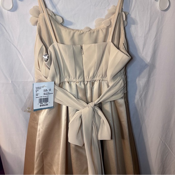 NWT DAVID'S BRIDAL satin and chiffon ball gown with ruched waist champagne sz 10 - Picture 6 of 15